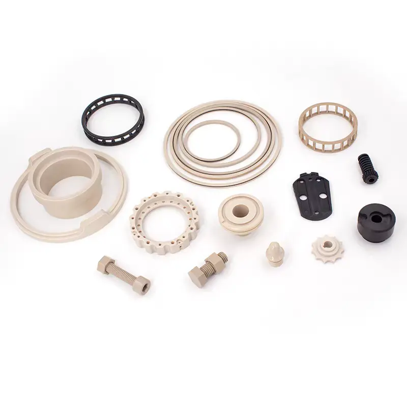 High-precision CNC machined PEEK parts for medical and semiconductor industries.